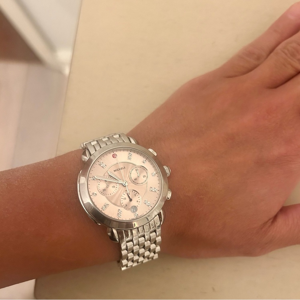 *TODAY ONLY* Michele Sidney Diamond Watch- Pink Dial - Picture 10 of 11